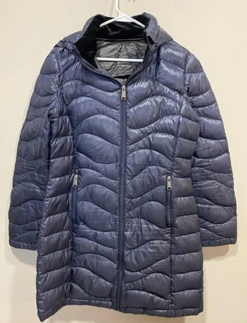 Andrew Marc Navy Blue Solid Puffer Quilted Coat Women's Size Med
